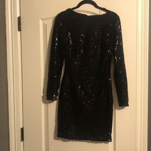 Black Sequin Bodycon Backless Dress
